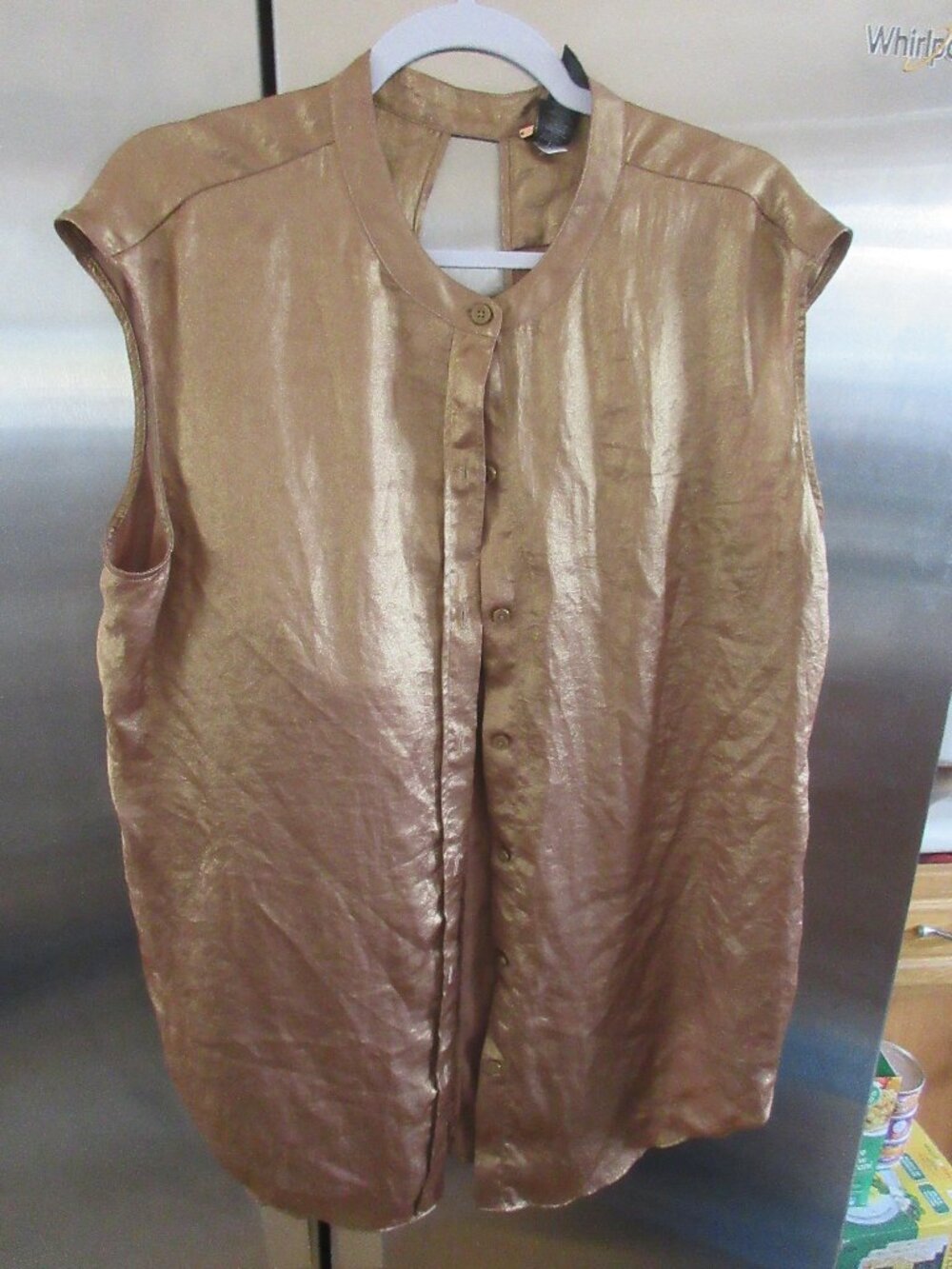 chicos black label bronze shimmer hi lo tunic blouse top 3 l xl